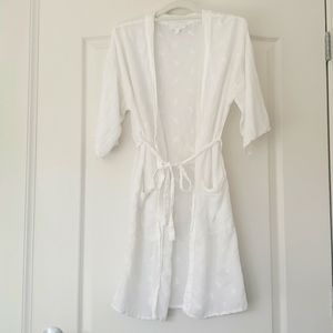 Romantic Bridal Hand-embroidered Cotton Robe Size XS